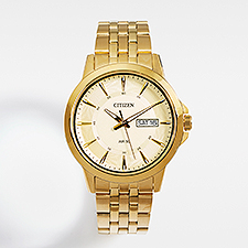 Citizen Engraved Milestone Quartz Watch - Gold & Steel - 44995