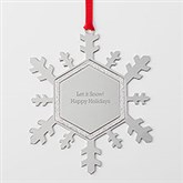 Engraved Silver Sparkling Snowflake Metal Ornament    - 45395