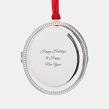 Engraved Silver Beaded Oval Locket Ornament   - 45399