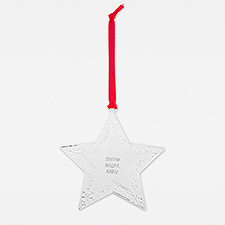 Engraved Silver Star Metal Ornament  - 45409