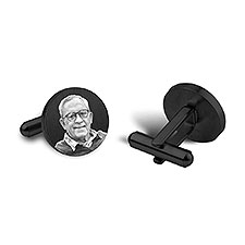 Personalized Round Photo Cufflinks - Black - 45564D