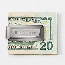 Engraved Gunmetal Stepped Edge Money Clip  - 45917