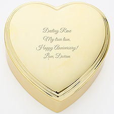 Engraved Gold Heart Keepsake Box - 45998