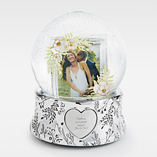 Engraved Musical Floral Photo Snow Globe - 46042