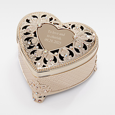 Engraved Gold Heart Anastasia Jewelry Box - 46102