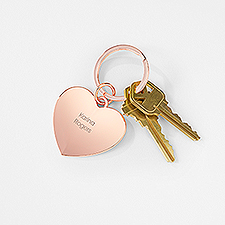 Engraved Rose Gold Heart Key Chain - 46109