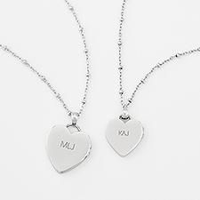 Engraved Stainless Big & Little Heart Locket Set   - 46111