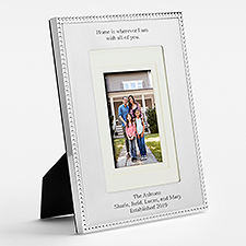  Engraved Silver Beaded 5x7 Picture Horizontal Frame - 46194