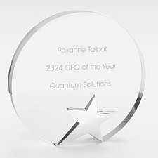 Recogniton Engraved Round Star Glass Award - 46211