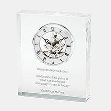 Engraved Message Crystal Skeleton Desk Clock - 46231