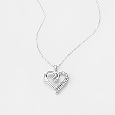 Sterling Silver Diamond Heart Necklace - 46242