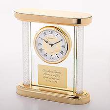 Engraved Gold Glass and Column Clock - 46302