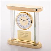 Engraved Gold Glass and Column Clock - 46302