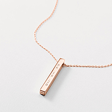 Engraved Rose Gold Over Sterling Vertical Cube Necklace - 47025