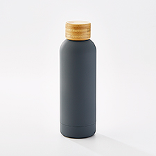 Stainless Steel and Bamboo Water Bottle in Grey    - 47139