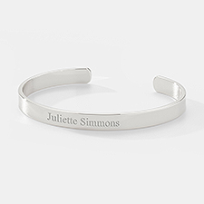 Engraved Slim Silver Plated Cuff Bracelet   - 47189