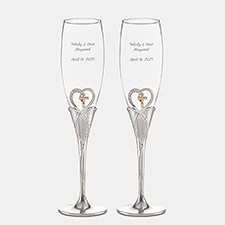 Engraved Cross & Heart Flute Set  - 47194