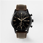 Engraved Fossil Townsman Brown Leather Watch    - 47210