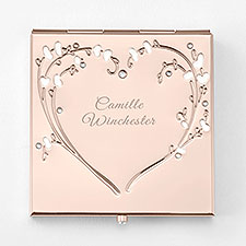 Engraved Rose Gold Heart & Vines Compact   - 47716