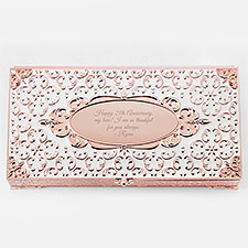 Engraved Rose Gold Antique Rectangle Musical Box - 47722