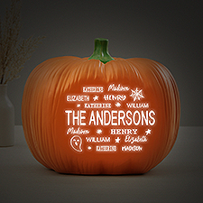 Halloween Repeating Name Personalized Light Up Resin Pumpkin - 48170