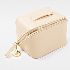 Engraved Small Blush Leather Beauty Case  - 48214