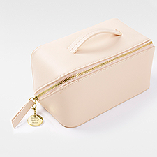 Engraved Large Blush Leather Beauty Case   - 48217