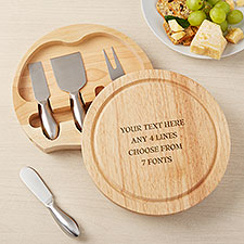 Write Your Own Personalized Round Cheese Board & Tool Set - 48355