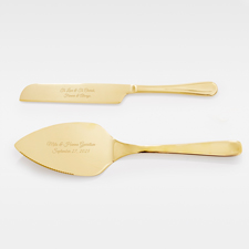 Engraved Stainless Gold Cake Server Set     - 48480