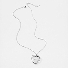 Engraved Channel Heart Swing Necklace - 48482