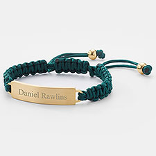 Engraved Dark Green & Gold Corded ID Bracelet  - 48485