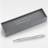 Engraved Satin Chrome Ballpoint Pen and Box   - 48488