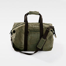 Embroidered Waxed Canvas Weekender Duffle Bag in Olive  - 48524