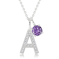 Personalized Initial & Birthstone Pendant Necklace - 49098D