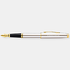 Engraved Cross Coventry Chrome & Gold Fountain Pen - 49304