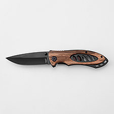 Engraved Gunmetal and Wood Pocket Knife - 49324