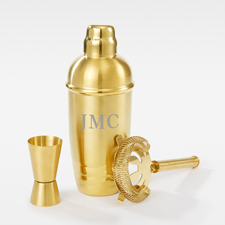 Engraved Lenox "Tuscany" Monogram Gold Cocktail Shaker Set  - 49407