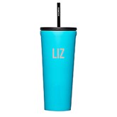 Engraved Corkcicle Monogram 24oz Cold Cup with Straw in Capri Blue   - 50229