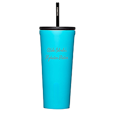 Engraved Corkcicle 24oz Cold Cup with Straw in Capri Blue        - 50231