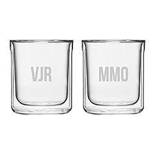 Etched Corkcicle Monogram Double Walled Rocks Glass Set    - 50254