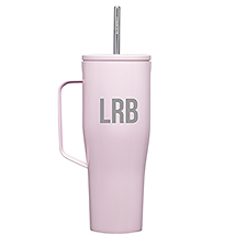 Engraved Corkcicle Monogram 30oz Cold Cup with Handle in Powder Pink - 50327