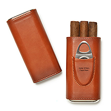 Engraved Ashton Cigar Leather Case with Cutter - 50405