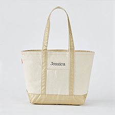 Embroidered Metallic Gold Tote for Kittenish by Jessie James Decker - Centered Text  - 50541