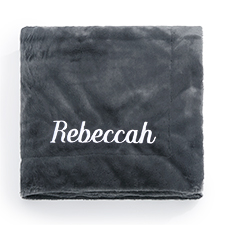 Embroidered Lush Throw Blanket in Charcoal  - 50686