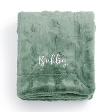 Embroidered Patterned Faux Fur Throw Blanket in Dusty Fir  - 50687