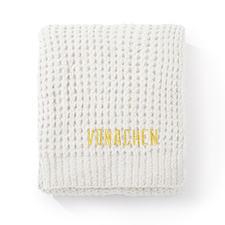 Embroidered Waffle Knit Throw Blanket in Moonbeam  - 50694