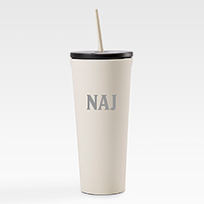 Engraved Corkcicle Monogram 24oz Cold Cup with Straw in Latte Cream    - 50753