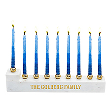 Etched Marble & Gold Menorah - 50822