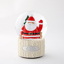 Engraved Waving Santa Snow Globe in Light Tone   - 51002