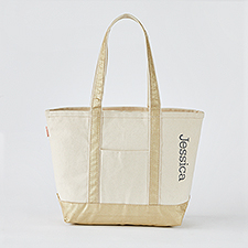 Embroidered Metallic Gold Tote for Kittenish by Jessie James Decker- Side Text     - 51019